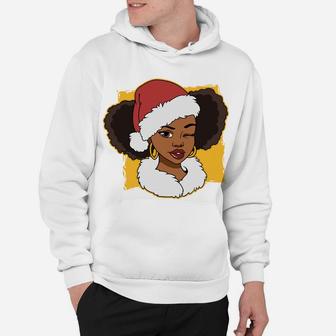 Womens Black African American Santa Gift Merry Christmas Hoodie | Crazezy CA