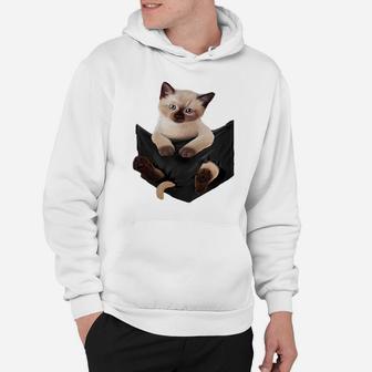 Womens Cat Lovers Gifts Siamese In Pocket Funny Kitten Face Hoodie | Crazezy CA
