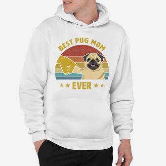 Womens Cute Best Pug Mom Ever Proud Vintage Puppy Lover Pug Retro Hoodie | Crazezy