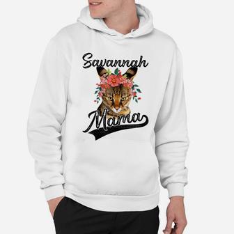 Womens Cute Savannah Mama Flower Graphic Cat Lover Gifts Hoodie | Crazezy AU