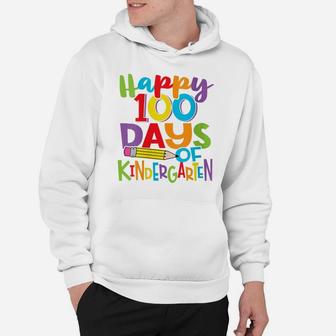 Womens Happy 100 Days Of Kindergarten Teacher And Kids Colorful Hoodie | Crazezy