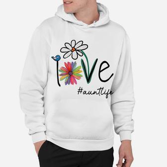 Womens Love Auntlife Life Daisy Flower Cute Funny Mother's Day Hoodie | Crazezy UK