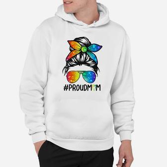 Womens Messy Hair Bun Proud Mom Lgbt Gay Pride Support Lgbtq Parade Hoodie | Crazezy