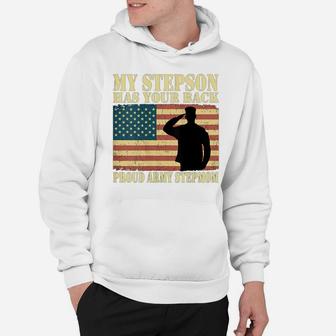 Womens My Stepson Has Your Back - Proud Army Stepmom Military Mom Hoodie | Crazezy