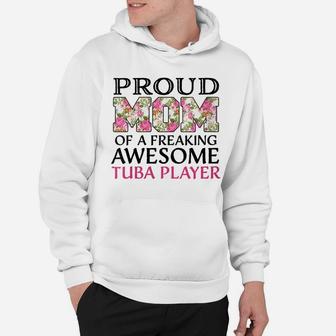 Womens Proud Mom Awesome Tuba Player Hoodie | Crazezy