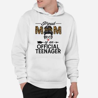 Womens Proud Mom Of Official Teenager Leopard Print 13Th Birthday Hoodie | Crazezy UK