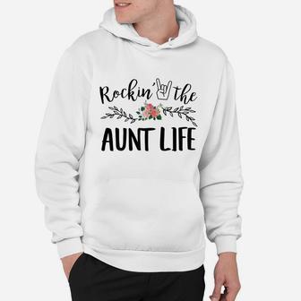 Womens Rockin' The Aunt Life Mother's Day Gift Auntie Hoodie | Crazezy DE