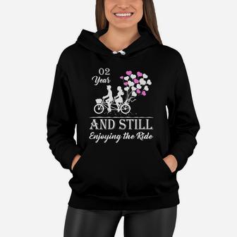 02 Years And Still Enjoying The Ride Wedding Anniversary Husband And Wife Women Hoodie - Seseable