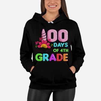 100 Days Of 4Th Grade School Girls Boys 100Th Day Of School Women Hoodie | Crazezy