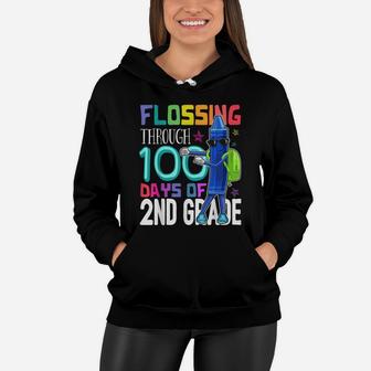 100 Days Of School Flossing Crayon 2Nd Grade Shirt For Kids Women Hoodie | Crazezy DE