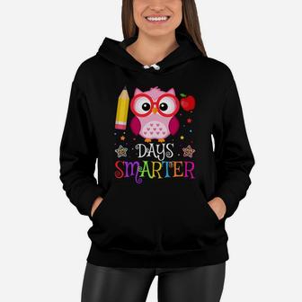 100 Days Smarter Owl Lover Kids Girls 100Th Day Of School Women Hoodie | Crazezy