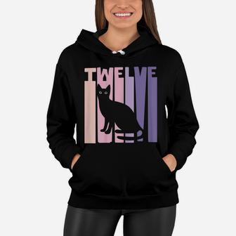 12Th Birthday Gift Cute Cat Fan 12 Years Old For Girls Women Hoodie | Crazezy