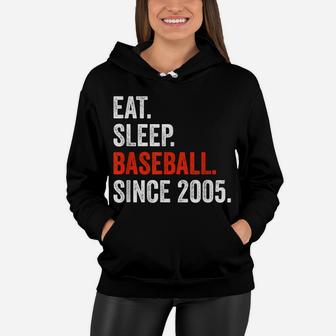 16Th Birthday Baseball Shirt Eat Sleep Since 2005 Girls Boys Women Hoodie | Crazezy AU