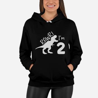 2Nd Birthday Boy Dinosaur Rawr Im 2 Women Hoodie | Crazezy DE