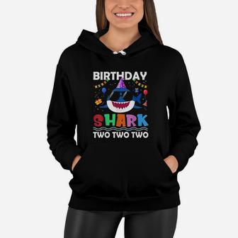 2Nd Birthday Boy Shark Matching Party Gifts For Kids Women Hoodie | Crazezy DE