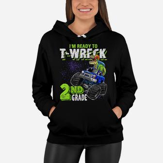 2Nd Grade Dinosaur Monster Truck Back To School Gift Boys Women Hoodie | Crazezy CA