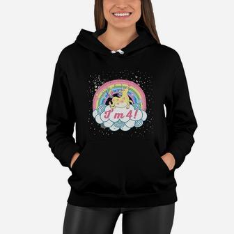 4Th Birthday Unicorn Rainbow Cute Girls Women Hoodie | Crazezy