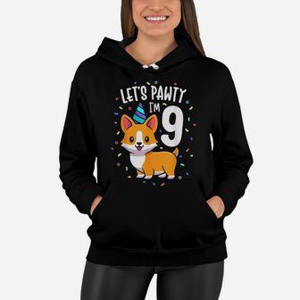 9 Years Old Corgi Dog Lover 9Th Birthday Party Outfit Kid Women Hoodie | Crazezy CA