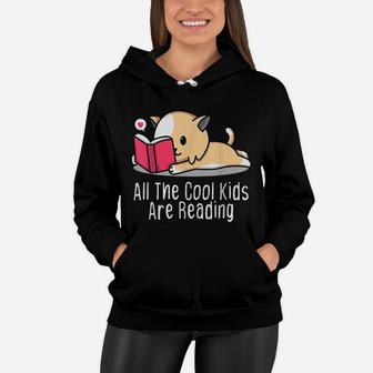 All The Cool Kids Are Reading Tee Book Cat Lovers Women Hoodie | Crazezy AU