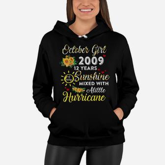 Awesome Since October 2009 12Th Birthday Flower Oct Girl Women Hoodie | Crazezy AU