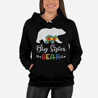 Big Sister Bear Autism Awareness Sister Girl Women Hoodie - Monsterry CA
