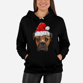 Boxer Christmas Dog Santa Hat Xmas Boys Kids Girls Gifts Women Hoodie | Crazezy
