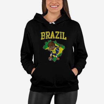 Brazil Soccer Boy Women Hoodie | Crazezy