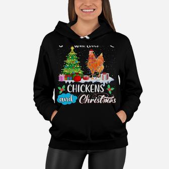 Chicken Santa Christmas Pajamas Funny Xmas Just A Girl Loves Sweatshirt Women Hoodie | Crazezy DE
