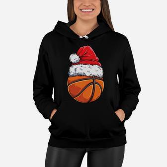 Christmas Basketball Ball Santa Hat Funny Sport Xmas Boys Women Hoodie | Crazezy UK