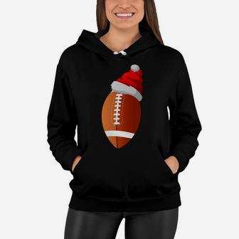 Christmas Football Ball Santa Hat For Mens Womens Kids Sweatshirt Women Hoodie | Crazezy UK