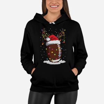 Christmas Football Reindeer Funny Santa Hat Xmas Kids Sweatshirt Women Hoodie | Crazezy AU