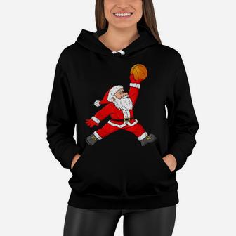 Christmas Santa Claus Basketball Funny Boys Kids Pajama Xmas Women Hoodie | Crazezy