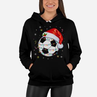 Christmas Soccer Ball Santa Hat Funny Sport Xmas Boys Men Women Hoodie | Crazezy AU