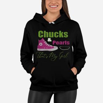Chucks And Pearls That Is My Girl Women Hoodie - Monsterry