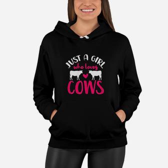 Cow Just A Girl Who Loves Cows Gift Women Hoodie | Crazezy UK