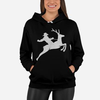 Cowboy Riding A Deer Distressed Women Hoodie - Monsterry UK