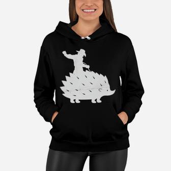 Cowboy Riding A Hedgehog Distressed Women Hoodie - Monsterry