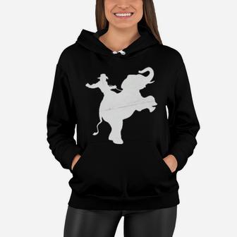Cowboy Riding An Elephant Distressed Women Hoodie - Monsterry CA
