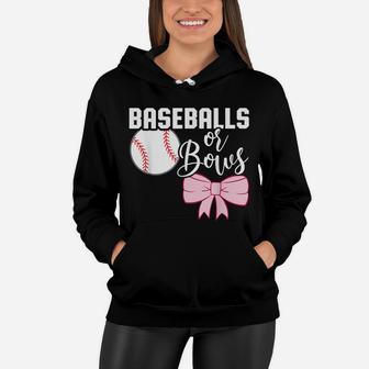 Cute Baseballs Or Bows Gender Reveal - Team Boy Or Team Girl Women Hoodie | Crazezy