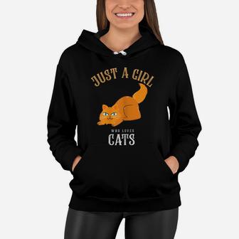 Cute Just A Girl Who Loves Cats Design For Cat Lovers Women Hoodie | Crazezy CA
