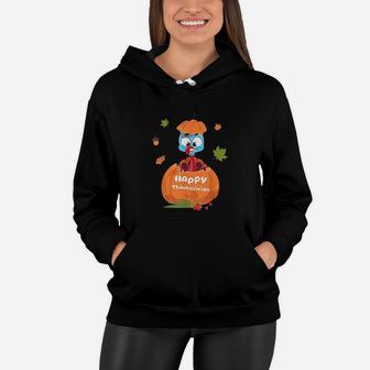 Cute Turkey Pilgrim In Pumpkin Thanksgiving Kids Women Hoodie | Crazezy DE