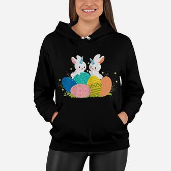 Cute Unicorn Bunny Girls Toddler Eggs Hunting Easter Pajama Women Hoodie | Crazezy CA