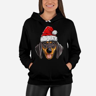 Dachshund Christmas Dog Santa Hat Xmas Boys Kids Girls Gifts Women Hoodie | Crazezy