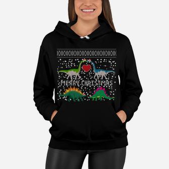 Dinosaur Ugly Christmas Sweater Funny Xmas Gift Adults Kids Sweatshirt Women Hoodie | Crazezy