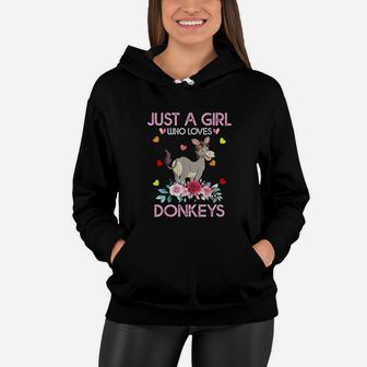 Donkey Animal Lover Gift Just A Girl Who Loves Donkeys Women Hoodie | Crazezy CA