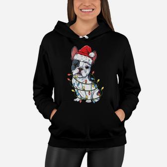 French Bulldog Santa Christmas Tree Lights Xmas Gifts Boys Sweatshirt Women Hoodie | Crazezy