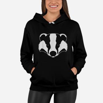 Funny Badger Animal Face Art Clothing Gift Idea Kids Women Women Hoodie | Crazezy