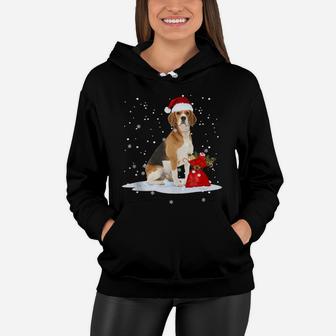 Funny Beagle Christmas Santa Hat Animal Gift Kids Women Hoodie | Crazezy