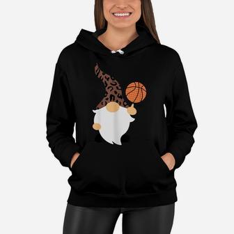 Funny Gnome Basketball Leopard Print For Women Teen Girls Women Hoodie | Crazezy