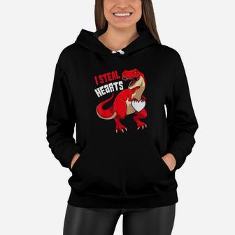 Funny I Steal Hearts Dino Dinosaur T Rex Valentines Day Boys Women Hoodie - Monsterry AU
